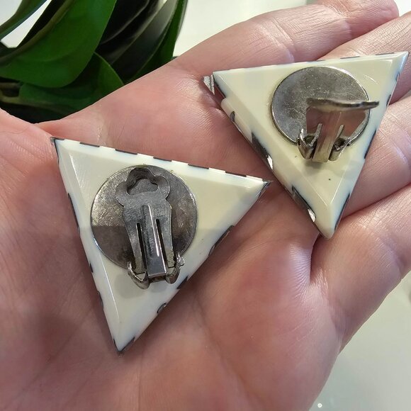 Vintage Lot of 80s/90s Geometric Clip-on Earrings - Picture 8 of 12